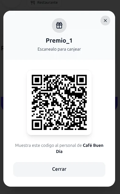 Canjear recompensa con QR en UPoints
