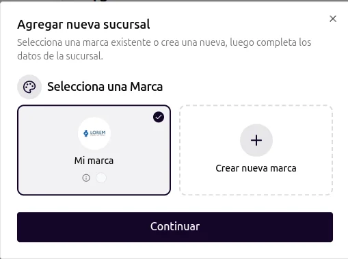 Crear o seleccionar marca en UPoints Manager