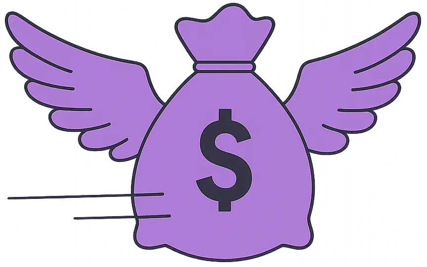 Dinero con alas volando